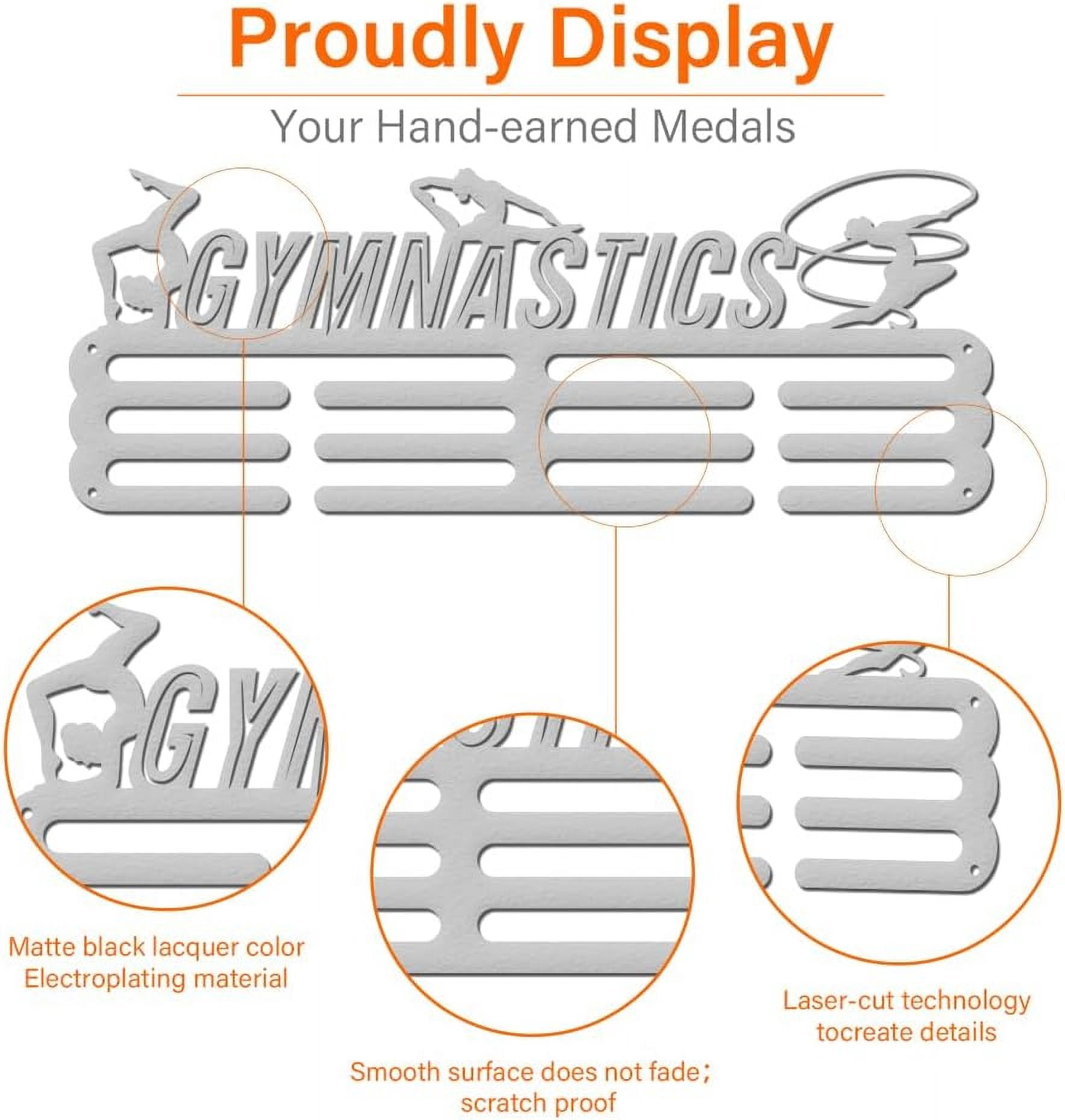 Gymnastics Medal Holder Sport Display Rhythmic Gymnastics Hanger Medal Trophy Display Rack Rope Gymnastics Awards Metal Lanyard Sturdy Over 60 Medals