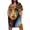 thumbnail image 1 of Vestido de verano de arcoíris adornado para mujer traje holgado con bolsillo, 1 of 7