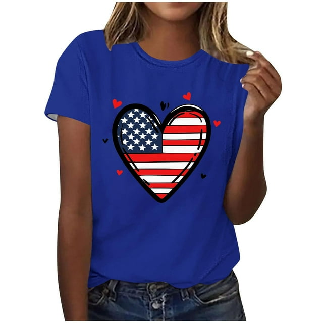 Pisexur Hauts de Printemps pour Femmes, Hauts pour Femmes, Hauts pour Femmes Tendance Mode Pull Décontracté Imprimé Manches Courtes Col Rond Bleu,S
