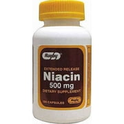 Rugby Extended Release Niacin Dietary Supplement Capsules, 500 mg, 100 Count