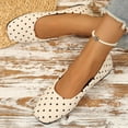 thumbnail image 5 of Miluxas Women's Polka Dots Ballet Flats Closed Square Toe Slip On Flat Shoes Beige 9(42), 5 of 9