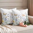 thumbnail image 2 of Outdoor Pillow Covers Watercolor Flower Daisy Butterfly Waterproof Pillow Cases 20x20 Set of 2, Spring Floral Leaves Throw Pillow Cover Pillowcase for Patio Balcony Couch Garden, 2 of 9