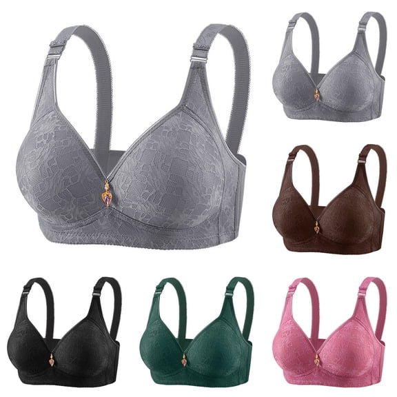 EaskTriop Bras for Women No Underwire Full Coverage Lace Bra Supportive Wireless Plus Size Comfort Bralette for Older Women