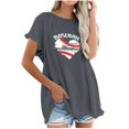 thumbnail image 1 of Blusa de manga corta con estampado de cuello redondo de algodón y cáñamo para mujer OAVQHLG3B Store  lin121212, 1 of 5
