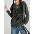 thumbnail image 3 of Musuos  Women Sweatshirt, Long Sleeve Crew Neck Butterfly Skull Print Hoodie Pullover Casual Tops, 3 of 10