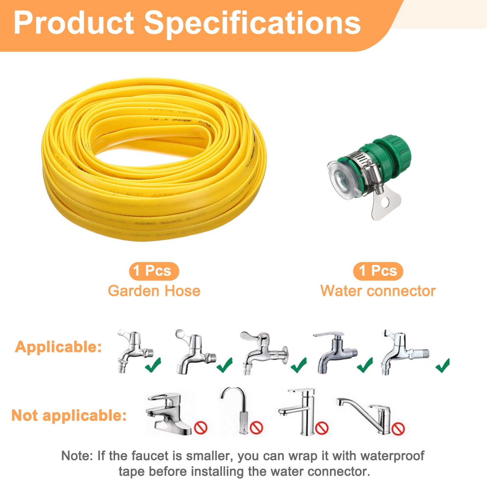Uxcell Garden Hose 65ft Durable TPE Anti-Kink Water Hose Non-Expanding Flexible Yard Hose with Universal Water Connector Fittings for Outdoor Watering Cleaning House Car Wash, Yellow