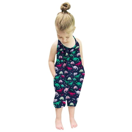 

RPVATI Baby Girls Pockets Printed Rompers Sleeveless Summer Romper Infant Toddler Jumpsuit 1Y-6Y