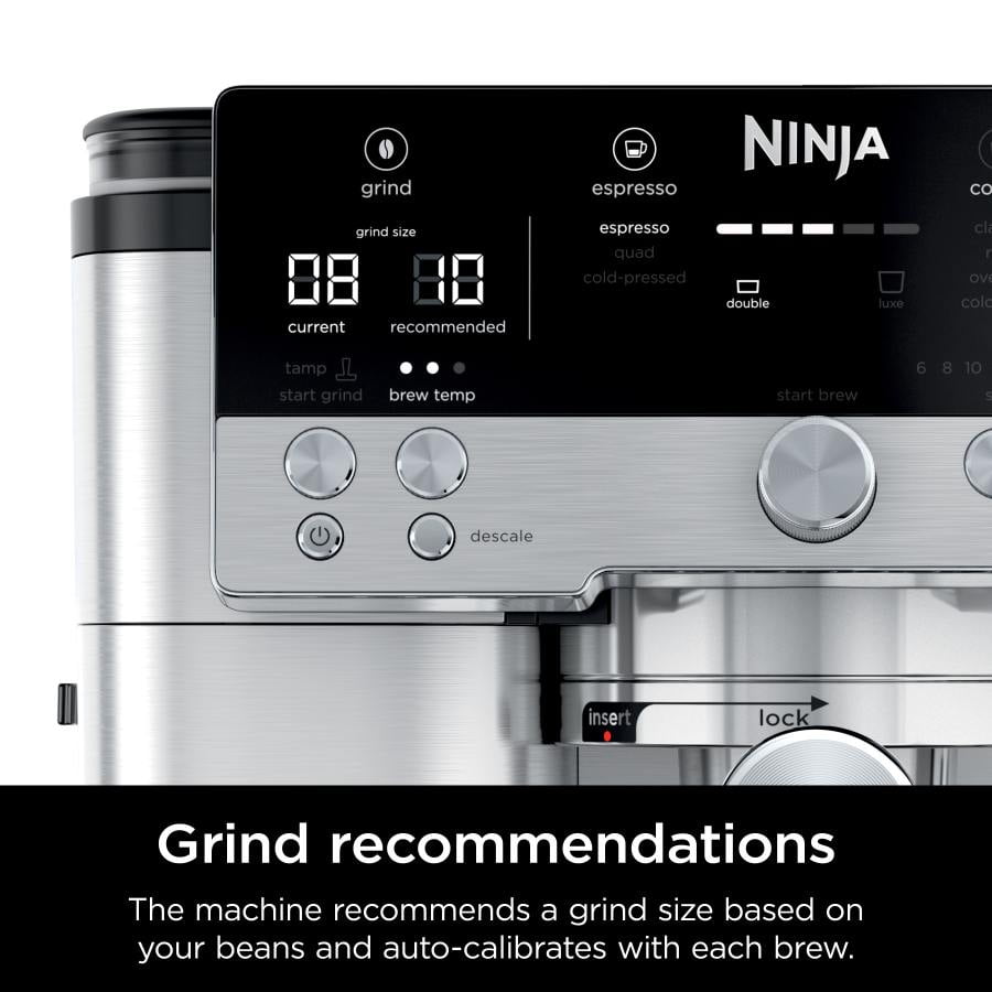Restored Ninja R-ES601 Luxe Café Premier Espresso Machine, Drip Coffee, Cold Brew, Grinder, Tamper, Frother, Silver (Refurbished)