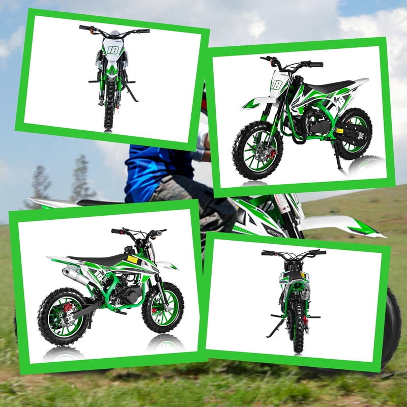 Seipouy 49CC 2-Stroke Kids Dirt Bike, Upgraded Gas Dirt Bike for Kids 8-14, Gas Power Motocross, Off Road Mini Motorcycle, Pocket Motorbike with Dual Disc Brakes, Summer Outdoor Adventure Toys