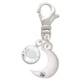 thumbnail image 2 of Delight Jewelry Silvertone Small Crescent Moon - Silvertone Clip on Charm with Clear Crystal Drop, 2 of 4