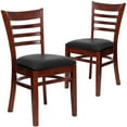 thumbnail image 2 of BizChair 2 Pack Ladder Back Mahogany Wood Restaurant Chair - Black Vinyl Seat, 2 of 8
