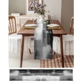 thumbnail image 3 of Grey Table Runner 72 Inches, Modern Oil Painted Art Abstract Geometric Bed Runner Dresser Scarves Tabletop for Indoor Outdoor Parties/Ceremony/Banquet, 16" x 72", 3 of 8