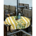 thumbnail image 2 of Outdoor Tablecloth with Umbrella Hole and Zipper 60R Summer Lemon Flowers Leaves Yellow White Stripes Table Cover for Round Tables Waterproof Tabletop Collection for Patio Garden Picnic Camping, 2 of 6