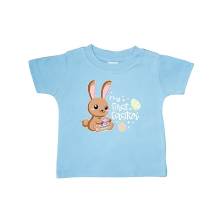 

Inktastic My 1st Easter with Cute Brown Bunny and Easter Eggs Gift Baby Boy or Baby Girl T-Shirt