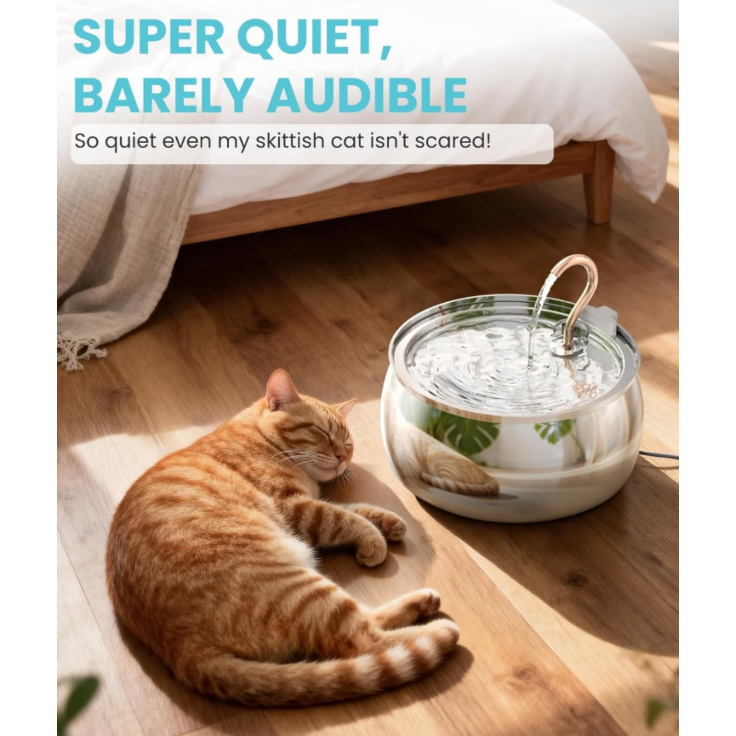 Swan Neck Cat Water Fountain - Elegant Swan Neck Copper Spout Design Cat Fountain for Drinking, 4.0L Large Capacity Ultra Quiet Kitty Drinking Fountain for Cats, Small Dogs, Multiple Pets