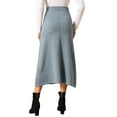 thumbnail image 3 of INSPIRE CHIC Women's Sweater Skirt Elastic High Waist Stretchy Ribbed Knit A-Line Midi Skirts Fall Winter Outfits L Grey, 3 of 6