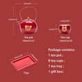 thumbnail image 3 of Chinese Traditional Wedding Tea Set，Red Ceramic Double Happiness KungFu Tea Set 1 Teapot 8 Teacups 1 Square Tea Tray 1 Gift box For Married Couples To Toast Engagement Dowry, 3 of 8