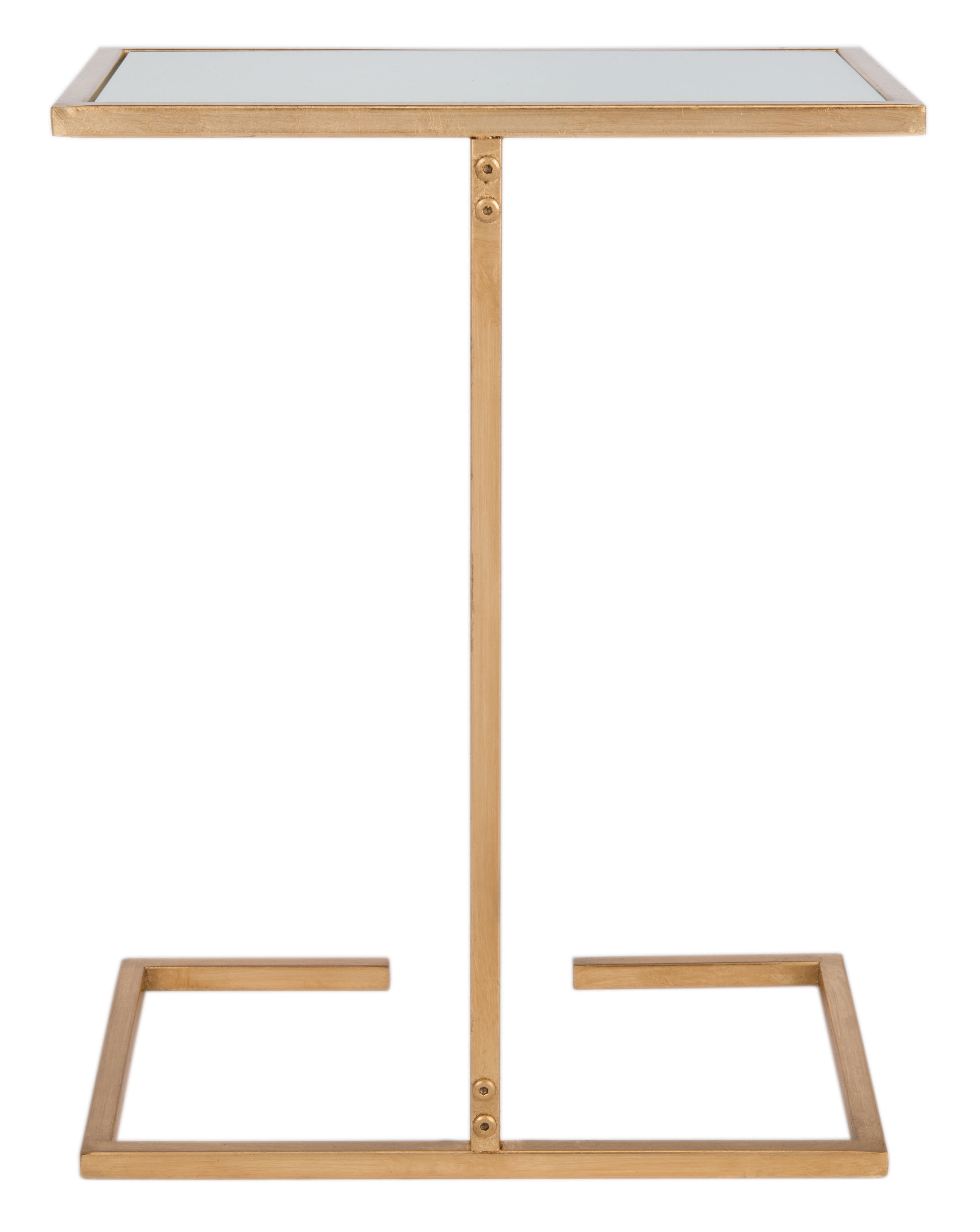 SAFAVIEH Neil 21 in. H Solid Classic Accent Table, Gold Leaf/White Glass