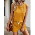 thumbnail image 3 of Mawalde 2 Piece Short Set for Women Sleeveless Halter Tank Top and Shorts Lounge Set Two Piece Summer Vacation Beach Set Yellow L, 3 of 6