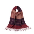 thumbnail image 4 of Ljudmp Womens High End Scarves For Autumn Winter Fringed Plaid Scarf Warm Large Blanket Wrap Shawl Scarves Cold Proof Color Block Neck Warmer Head Scarf Wine, 4 of 4