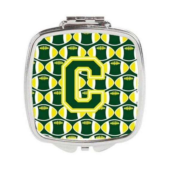 Carolines Treasures Letter C Football Green & Yellow Compact Mirror