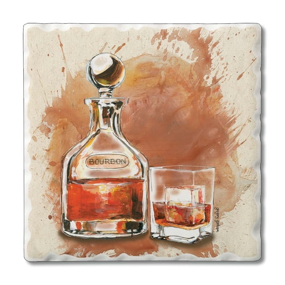 Thirstystone Bourbon Splash 4-Pack Tumbled Tile Coasters