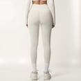 thumbnail image 6 of Women's High Waist Seamless Full-Length Leggings with Compression Fit Stretch Fabric and Minimal Logo Detail - Off White, Medium, 6 of 7