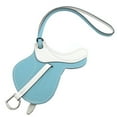 thumbnail image 2 of Pre-Owned Hermes Paddock Cells Swift Blue Atoll White Bag Charm Keychain..., 2 of 5
