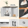 thumbnail image 3 of Litter Box Enclosure, Cat Litter Box Furniture Hidden, with Scratching Mat, Wooden Cat Washroom Indoor, Fit Most of Litter Box, 31.5" L x 19.7" W x 21.7" H, White+Dark Gray, 3 of 17