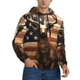 thumbnail image 2 of Balery Deer American Flag Vintage Pattern Mens Hoodie Kangaroo Pocket Hoodie Pullover Hooded Sweatshirt Ideal for Daily Wear Travel and Home-Medium, 2 of 7