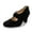 Black Suede, variant on Women's Vintage Mary Jane Low Heel Pumps - Classic Scalloped Edge Dress Shoes with Button Detail