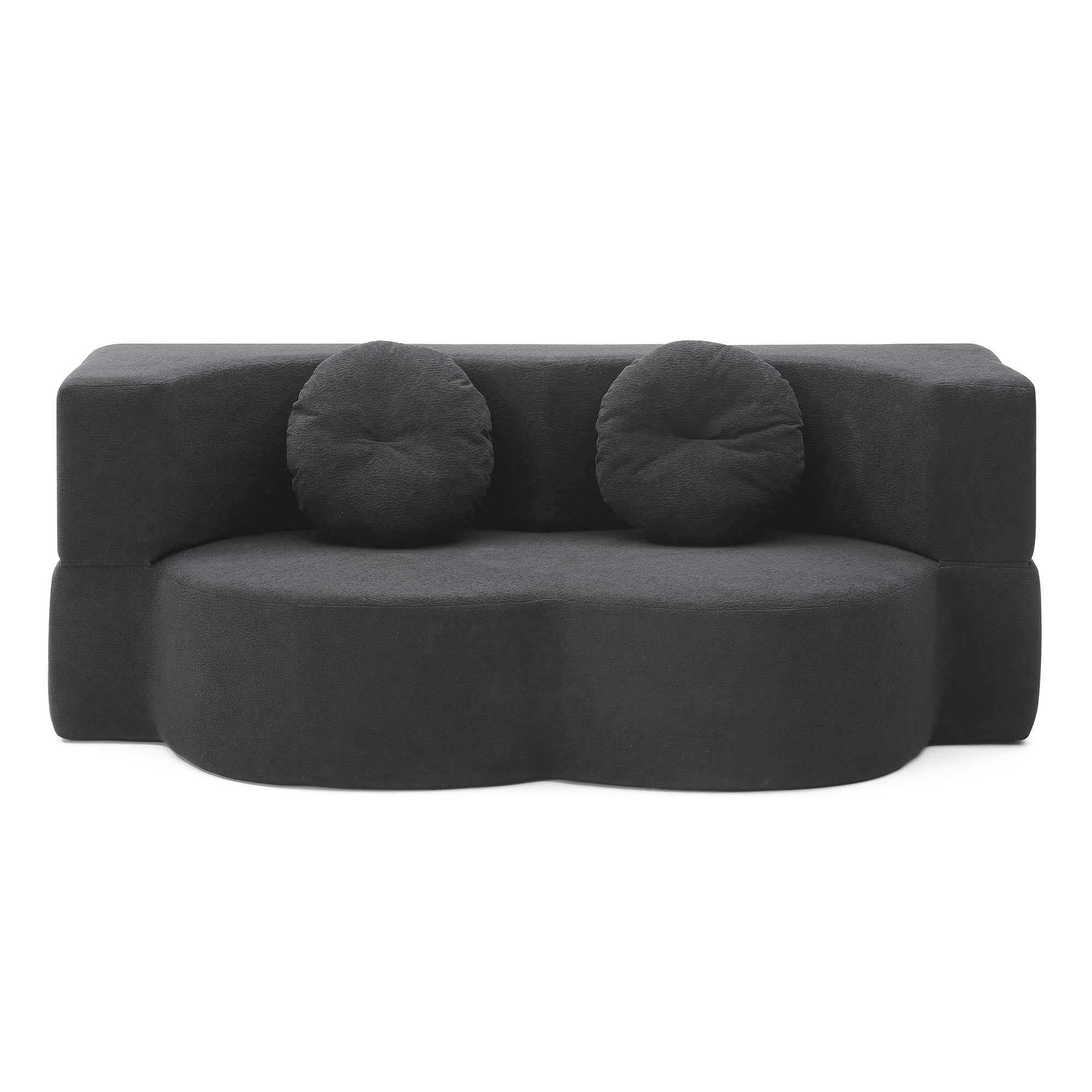 Leumius 2-in-1 Folding Sofa Bed with Pillow,Twin Sleeper Sofa,Floor & Futon Loveseat Couch,Foam Folding Mattress Sleeper for Living Room,Office,Apartment,Black