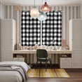 thumbnail image 5 of Black White Plaid Kitchen Curtains 63 Inch Length, Modern Simple Buffalo Check Gingham Grommet Top Bedroom Living Room Curtains, Light Filtering Cafe Curtain Drapes 2 Panels Set 84''x63'', 5 of 9