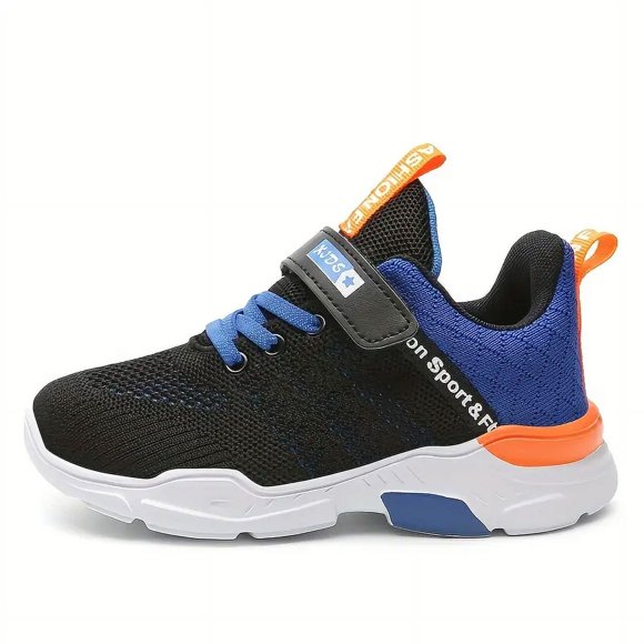 Hook & Loop Closure Casual Breathable Woven Shoes for Kids Boys Teens Comfortable Lightweight Non-Slip Low Top Running Indoor Outdoor Spring Autumn Shoes