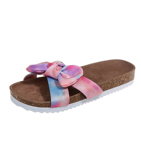 

Bnwani Shoes Women Fashion Bow Tie Flat Thick Bottom Sandals Slipper Beach Home Shoes