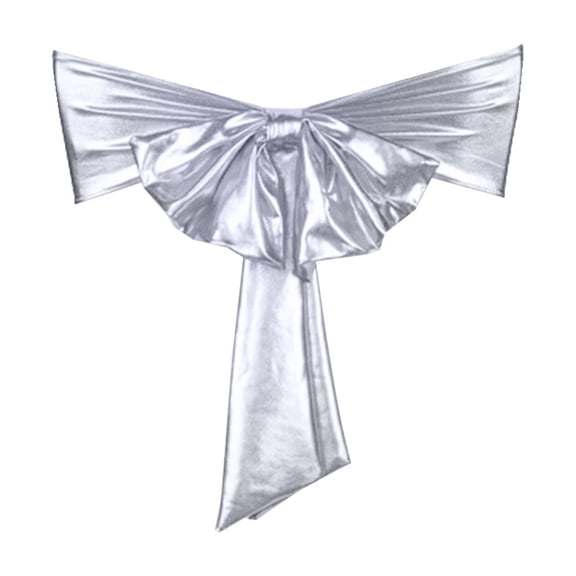 No-Iron Stretch Chair Bow with Gold Embossed Finish – Pre-Tied Backrest Ribbon with Floral Accent for Banquets, Hotels, Weddings, and Festive Events