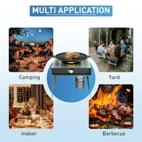 SUNBURY Camping Stove Outdoor Propane Stove Foldable Portable Grill with Adjustable Burner Baking Tray, Small Table Fire Pit 10000BTUs for BBQ Emergency Cooking Hiking Apartment Ba