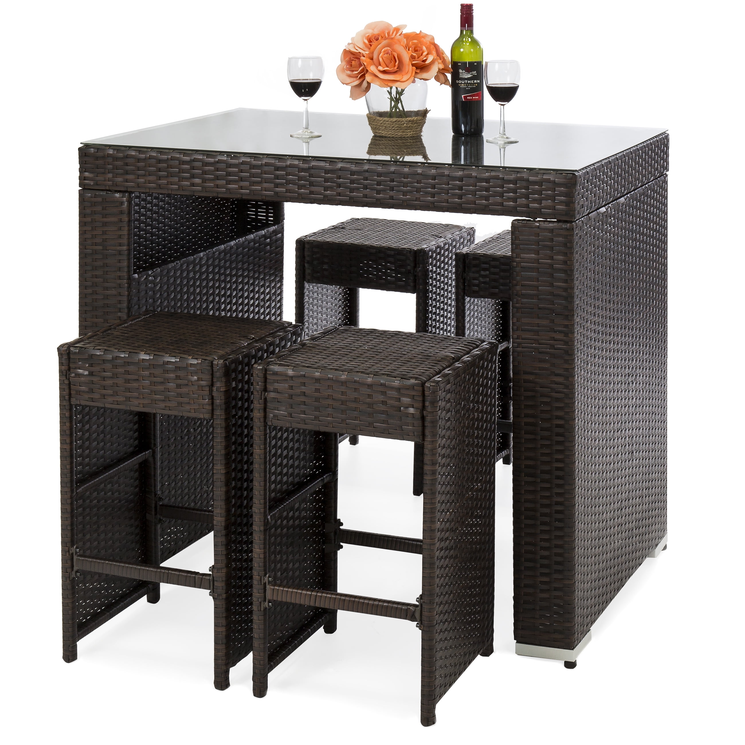 Best Choice Products 5-Piece Outdoor Wicker Dining Bar ... on Outdoor Bar Supplies id=57204