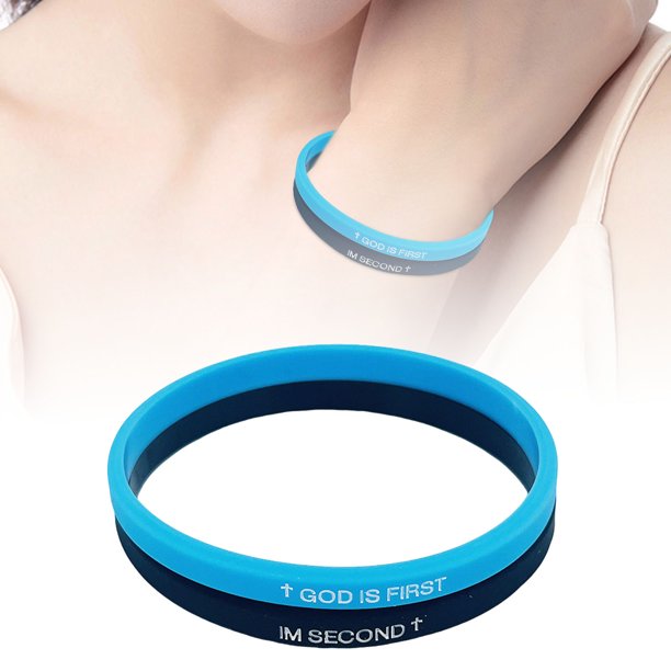 God Is The First Bracelet I Am The Second Pulsera de caucho Pulsera motivacional para hombres y mujeres