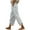 Grey, variant on Staron Linen Pants for Women Solid Lace Casual Summer Cotton Lounge Trousers Drawstring High Waist Loose Wide Leg Trousers
