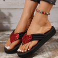 thumbnail image 5 of Women's Heart Glitter Flip Flops Flat Casual Summer Footwear Red 41, 5 of 9