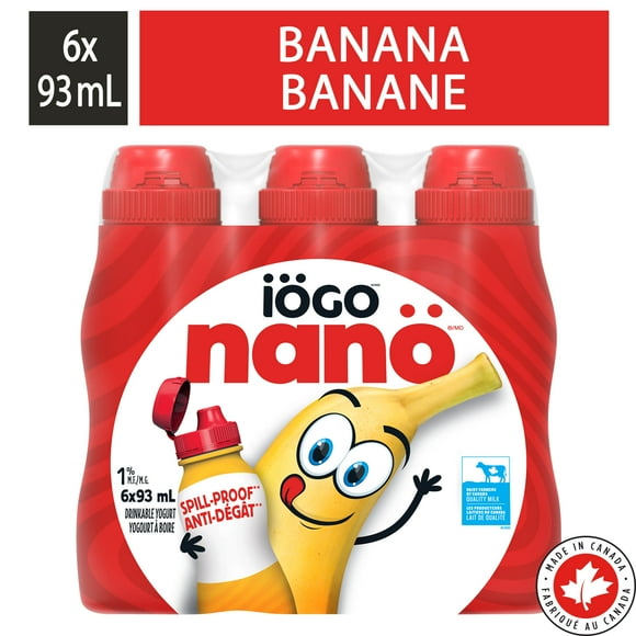 iÖGO nanö Yogourt à boire à la banane 1&nbsp;% 6x93ML
