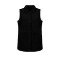 thumbnail image 7 of Staron Fall Vest for Women Casual Knit Vest Sleeveless Solid Lightweight Comfy Loose Longline Vest Jacket Black L, 7 of 7