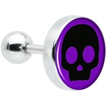 Body Candy 16G Womens 6mm 316L Stainless Steel Purple Simple Skull Mens Cartilage Earring Helix Tragus Jewelry 1/4"