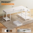 thumbnail image 5 of Amadwell 55 Inch L Shaped Office Desk with 3 Fabric Drawers, Reversible Computer Gaming Desk, Power Outlets and Mesh Shelves, Corner working Study Desk, White, 5 of 9