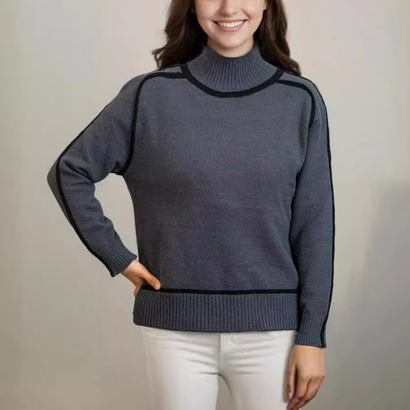 Great Gifts for Less Ofreoo Women Solid Color Turtle-Neck Fall And Winter Long Sleeve Fashion Sweater Fall Shirts for Women 2024