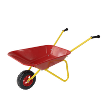 Olurrisa Metal Wheelbarrow, Metal Construction Toys Kart, Yard Rover Steel Tray, Tote Dirt, Tools, Leaves in Garden for Toddlers (Red)