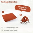 thumbnail image 3 of Pakunoda 10' X 20' Carport Canopy Replacement Cover, Portable Car Garage Shelter Party Top Tent with 34PC Ball Bungees, Orange (Only Cover, Frame Not Included), 3 of 8