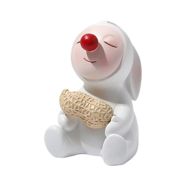 Figura de conejo de resina, estatua de conejo de nariz roja para decoración del hogar, sala de estar, Pascua Sentado Sostenga Cacahuete