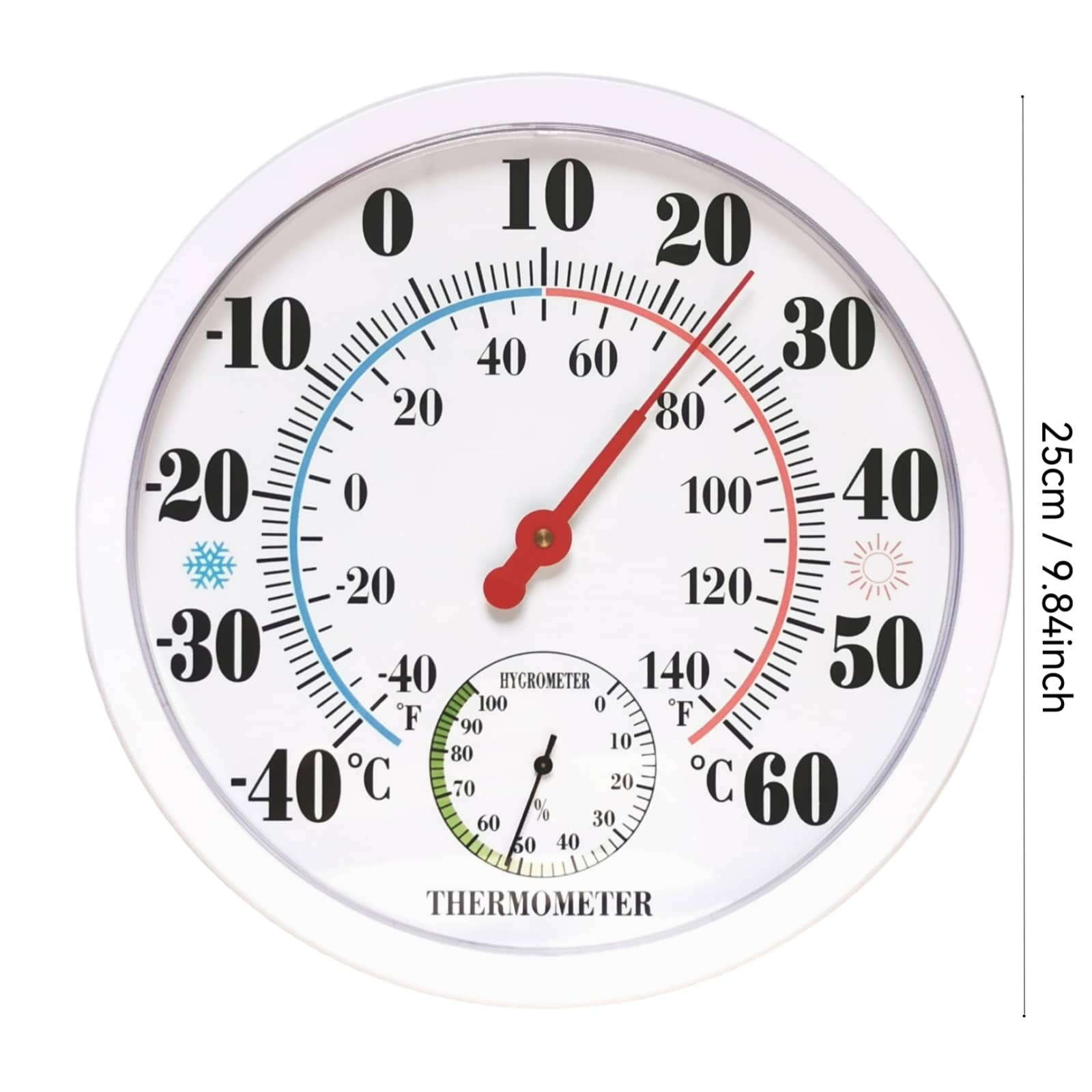 Indoor Outdoor Large Wall Patio Hygrometer Humidity Gauge Hanging Measurement Instrument